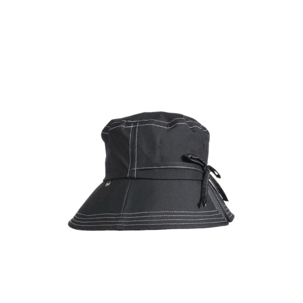 Totes Water Resistant Rain Hat with White Stitching Split Back Bow NWT